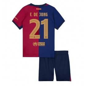 Dětské fotbalový komplet Barcelona Frenkie de Jong #21 Domácí košile 2024-25 Krátkým Rukávem